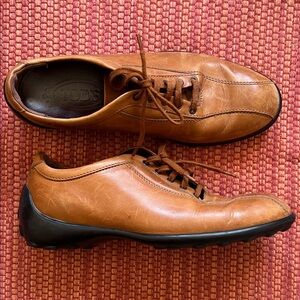 Tod's Tan Leather Oxfords with Black Soles
